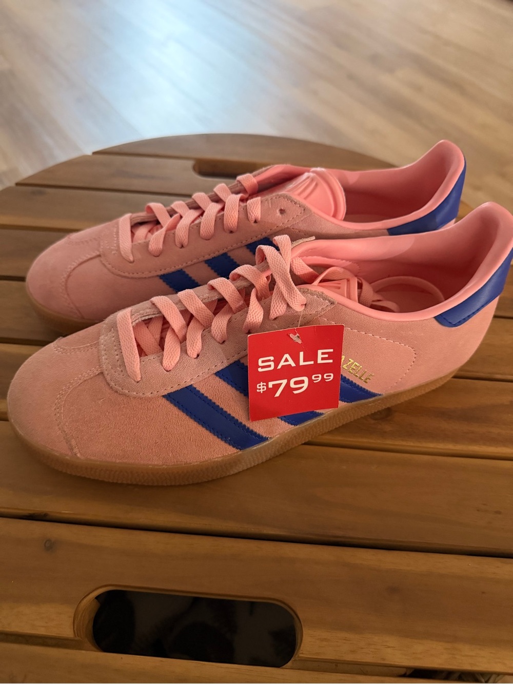 Adidas Gazelle Men's Pink Suede Sneakers with Blue Stripes
